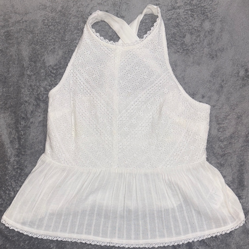 American eagle Elegant White Lace Halter Top small